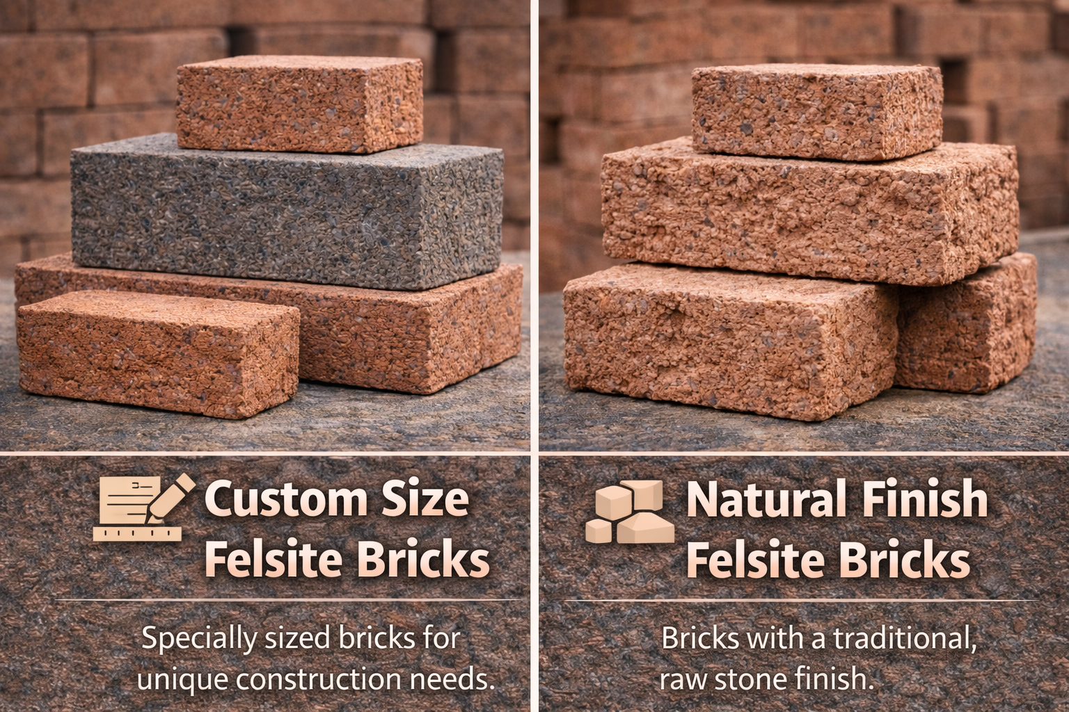 Custom and natural finish bricks